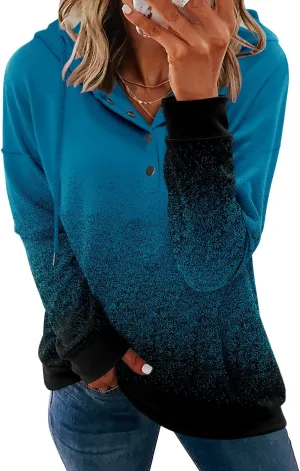 VIEACTIVEWEAR Hoodie for Women Tie Dye Sweatshirt Button Down Tops Casual Long Sleeve Oversize Pullover