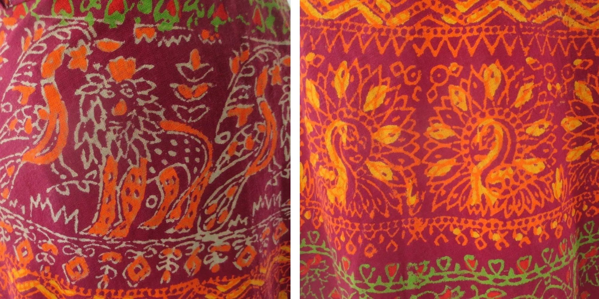 Vintage 70s Mahudi Block Print Cotton Wrap Skirt India M