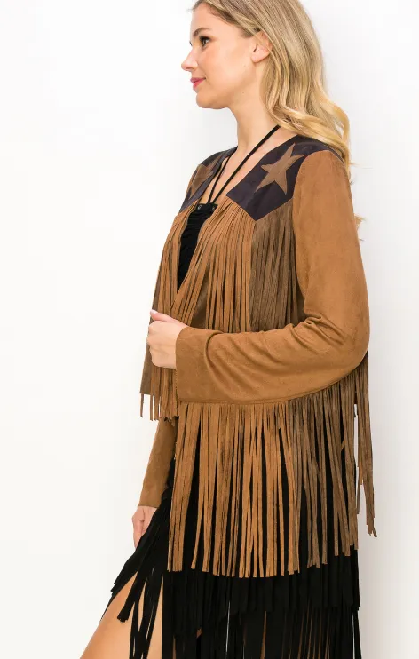 Western Star Jacket With Fringe - Brown