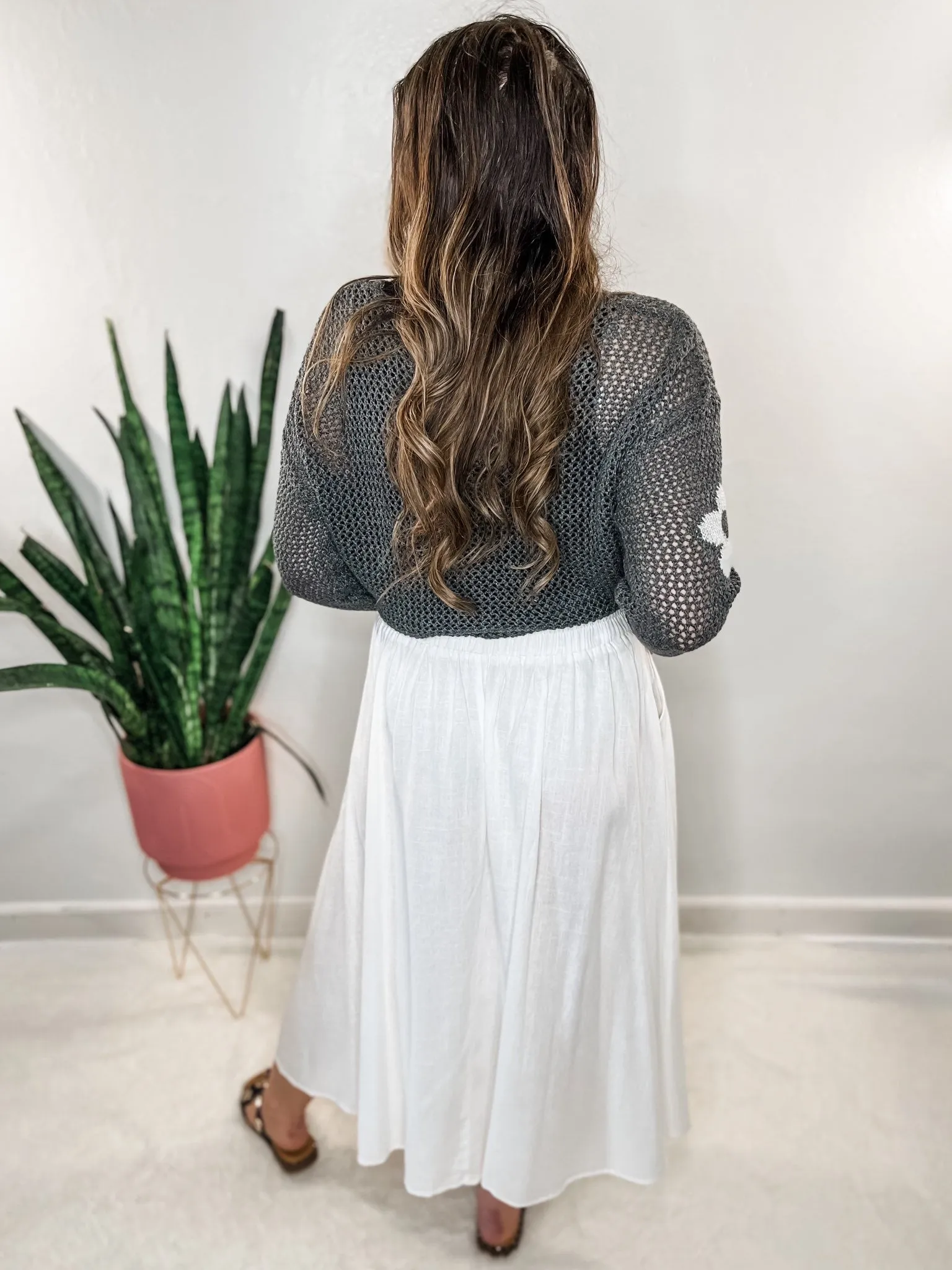 White Pleated Linen Skirt